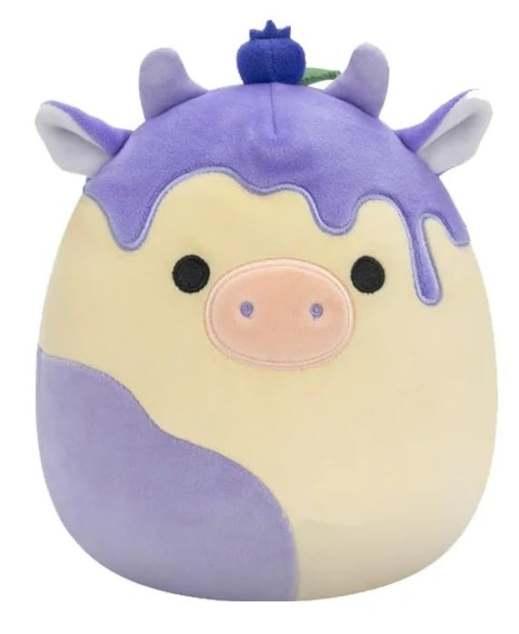 Squishmallows Hybrid Sweet Squad 20.3cm Benito The Blueberry Cow Plush Doll, Purple/White
