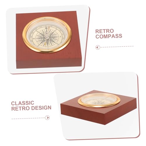 Brújula portátil vintage de madera Happyyami miniatura 3