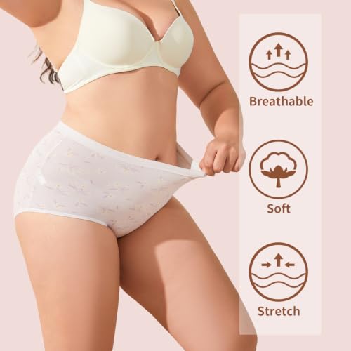 Image of Womens Underwear Pack,C Section High Waisted Tummy Control Moisture-Wicking Brief Underwear,plus size Panties 6Packs