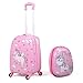 JAXPETY 2Pc 12" 16" Kids Carry On Luggage Set Upright Hard Side Hard Shell Suitcase School Bag Pink