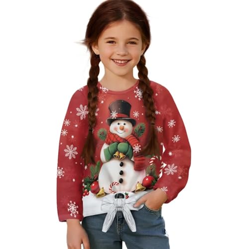 Girls Long Sleeve Shirt Front Knot Children Crewneck T-Shirt Kids Tee Tops 5-6 Years