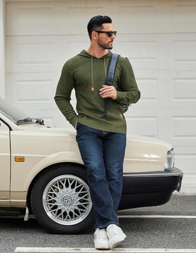 Pull à capuche en tricot de qualité COOFANDY coupe ajustée homme M