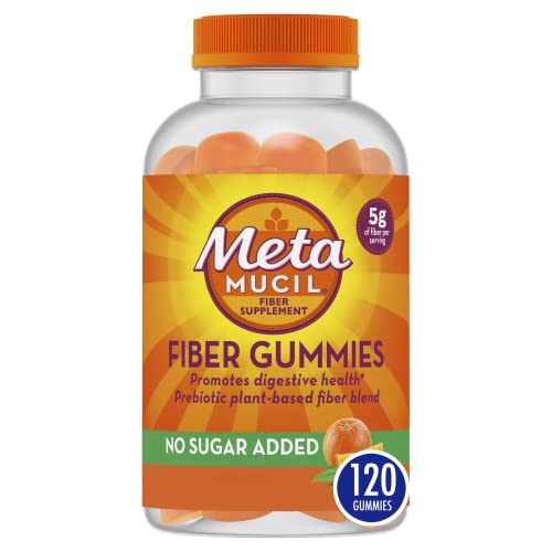 Metamucil Fiber Supplement Gummies, Sugar Free Orange Flavor, 5G Prebiotic Plant Based Fiber Blend, 120 Count #TOP6