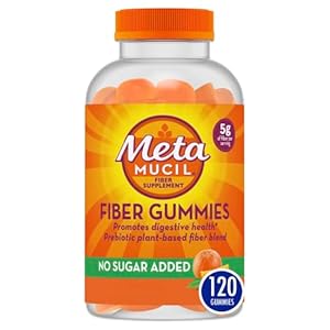 Metamucil Fiber Supplement Gummies, Sugar Free Orange Flavor, 5g Prebiotic Plant Based Fiber Blend, 120 Count