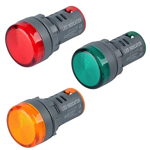 RASHRI ; One For All LED Panel Indicator 230V 22MM Plastic (Set of RED, Green, Yellow)