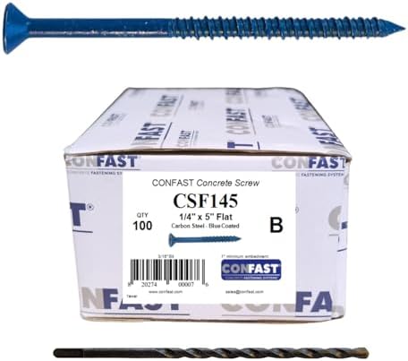 CONFAST 1/4" x 5" Blue Flat Phillips Concrete Screw Anchor