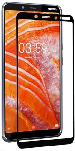 Image of DD SON Tempered Glass Screen Protector Compatible for Nokia 3.1 Plus HD Glass with Edge to Edge Coverage and Easy Installation kit,Black