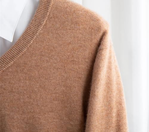 Men V-Neck Woolen Sweater Long Sleeve Pullover Warm Solid Knit Business Casual Jumper Top4