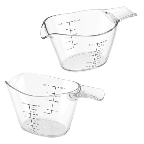 2 Pzas Vasos Medidores Pequeños 60ml con Pico en V miniatura 1