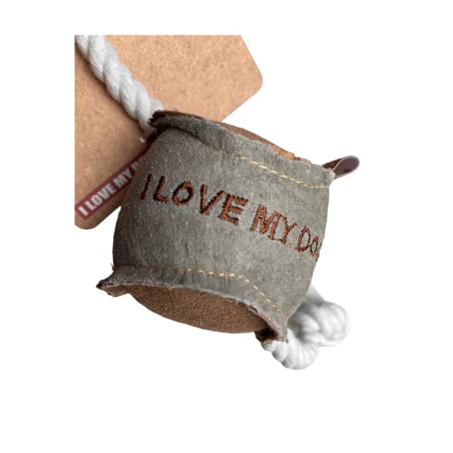 Billipets 7cm Leather Baseball with ropes Dog Toy, Natural - Image 3