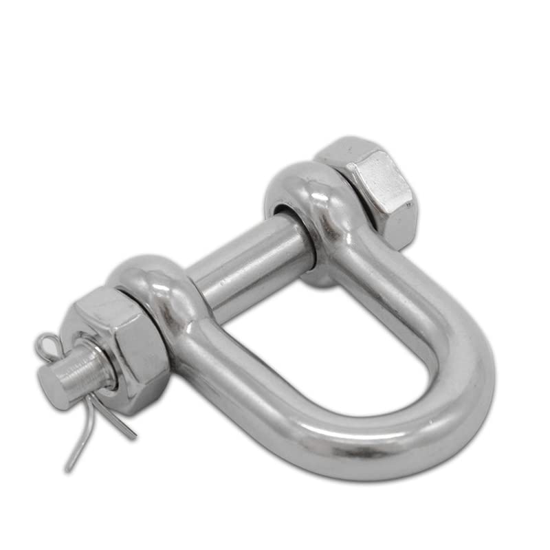 10PCS/LOT 304 Stainless steel M8 Heavy Duty DEE Shackle With Nut & Safty Pin Steel Buckle Bolt Anchor Safty DEE Shackle - (Specification: M8)