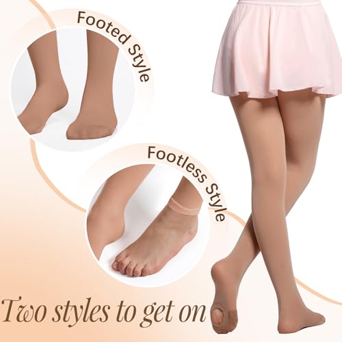 MANZI 2 Paris Convertible Ballet Tights for Girls Professional Transition Toddler Dance Stockings Ultra-Soft4
