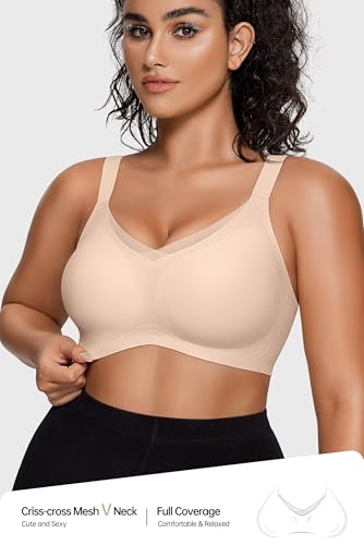 Vertvie Wireless Bras for Women No Underwire Supportive Mesh Crossover Bra Seamless Push Up Full Coverage Everyday Bralettes2