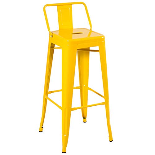 Kit - 3 x banquetas altas Iron Tolix com encosto - Industrial - Vintage - Amarelo