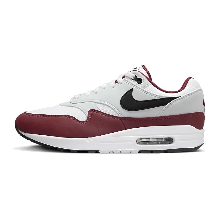 NIKE Air Max 1 - Zapatillas de piel para hombre, White Dark Team Red Pure Platinum Black, 42 EU