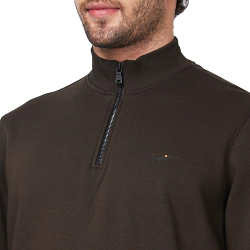 Image of Spykar Blended High Neck Full Sleeve Sweatshirt for Men