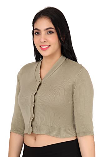 Image of Women Winter Wear V-Neck Half Sleeves Regular Fit Woollen Blouse