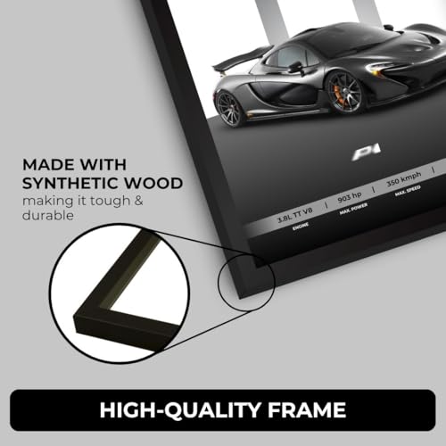 Image of McLaren P1 Poster | Framed McLaren A4 Sized (31 x 23 cm) | Hypercar Frame for Wall, Gift for Boys, Car Poster | Supercar Frames | Holy Trinity Car Posters for Wall, Bedroom, Hostel, Study Room (F 127)