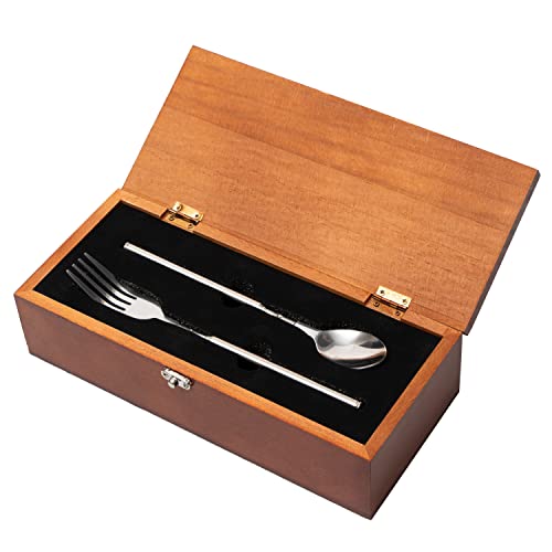Set de tenedor y cuchara extensibles de acero inoxidable miniatura 6