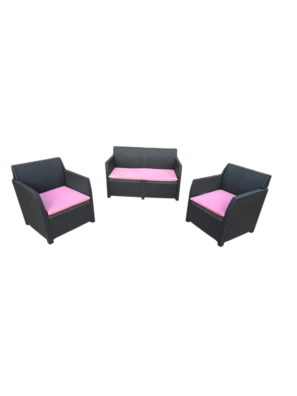 CASABELLAPIU Tris Cuscini Da Esterno, Cuscini Sfoderabili e Lavabili, Misure poltrone 52x50x4,5cm, Misura divano 110x52x4,5 cm. 100% Made in Italy (Rosa)