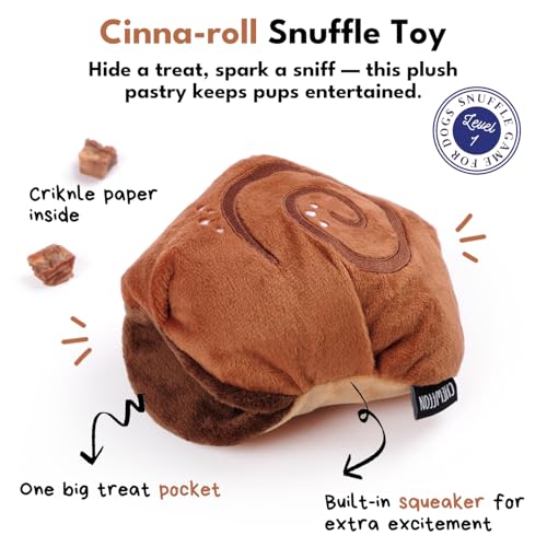CHEWFFON Interaktives Hundeanreicherung Schnüffelspielzeug, Quietschendes Hundespielzeug, Niedliche Weiche Welpengeschenke, Knisterli-Puzzle-Spielzeug für Gehirnstimulation, Zimtrollenspielzeug für
