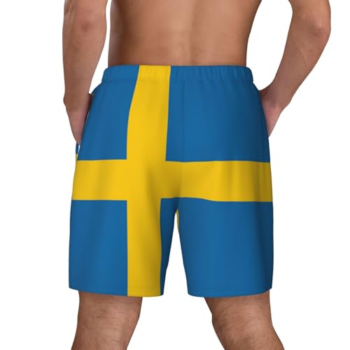 Swedish Flagshort Swim Trunks with Waist Rope and Two Side Pockets Beach Shorts Bathing Suits for Men4