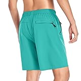 Selovzz Men's Gym Shorts Sports Quick Dry Lightwight Workout Athletic Running or Casual Training Short with Zipper Pockets (LightGreen, US M)