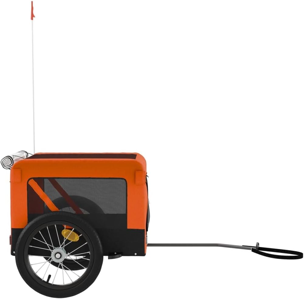 vidaXL Pet Bike Trailer Orange and Black Oxford Fabric&Iron