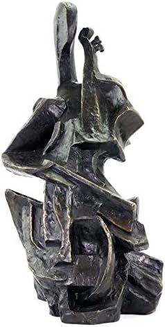 Estatua de Kubismus – El jugador de violonchelo – Cellista (Hráč NA Cello) – firmada Otto Gutfreund – Escultura abstracta de bronce