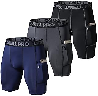 LUWELL PRO Men's 3 Pack Compression Shorts Baselayer Cool Dry Sports Tights Shorts for Running,Workout,Training