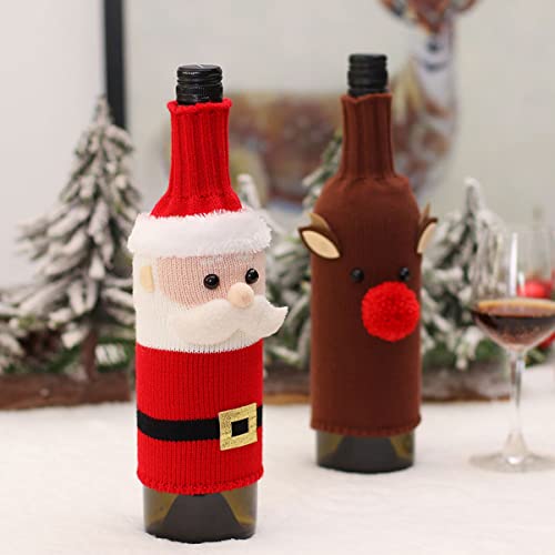 Couvercle de de vin Pull de vin Décorations de fête tricotées pour bouteilles - 5