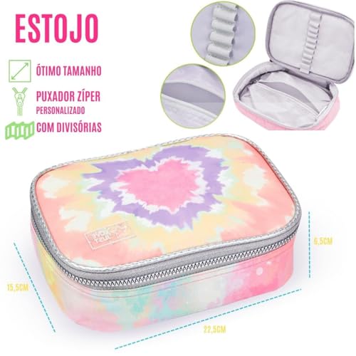 Kit Material Escolar Feminino, Mochila de Rodinhas + Lancheira Térmica + Estojo, Alça, Estampa, Comp