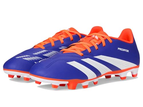 adidas Unisex Predator Club Flexible Ground Soccer Cleats Sneaker, Lucid Blue/White/Solar Red, 9.5 US Men