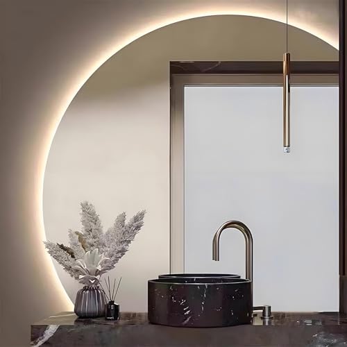 ZYBOWAYL �܂�~��HD�����~���[�^�b�`�X�C�b�`�t�� 3�F�����\�X�}�[�g�o�X���[���~���[ �Ɩ�LED�Ǌ|���� ���邳���� �o�b�N���C�g�������ϋ� �t���[�����X���~�Ƃ̑���(Right Under Cut,80cm/32")