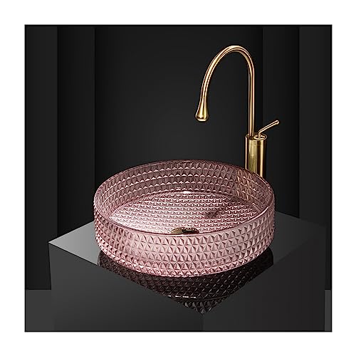 Lavandino in vetro temperato, design rotondo artistico per controsoffitti moderni del bagno
