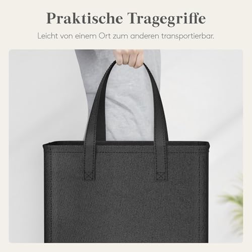 Lifewit 50L Wäschekorb schmal mit Griffen, faltbarer Wäschesammler für kleine Räume, schlanker Wäschebox für Bad, Schlafzimmer, Waschraum & Studentenwohnheim, Schwarz
