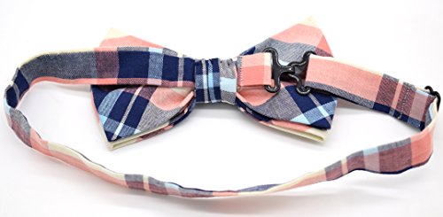 Carahere Mens 100% Cotton Color Plaid Adjustable Pre-Tied Bow Ties (M134-4) - Thumbnail 4