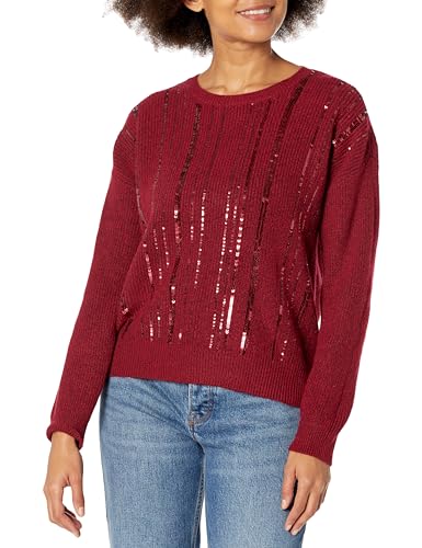 Calvin Klein Women's Sequin Crew Neck Long Sleeve Sweater
