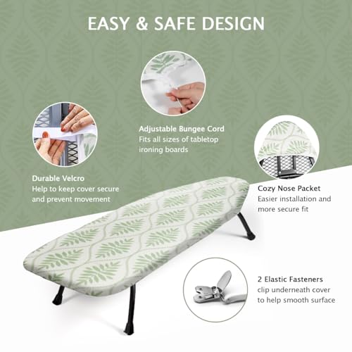 Image of SheeChung 12.5 inchx32 inch Small Ironing Board Cover and Pad,Fits Mini Table Top Ironing Board,Extra Thick Padding,Elastic Cord&Fasteners,Heat Resistance(Ironing Board Not Included)