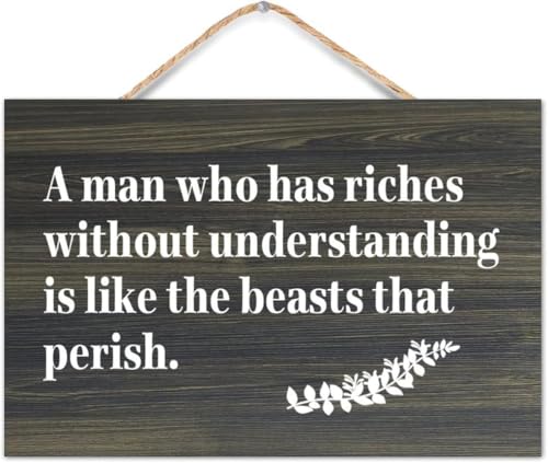 FYEXNHF Wise Wooden Hanging Sign Plaque Riches Need Understanding to