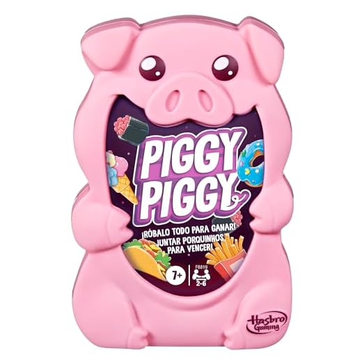 Hasbro Gaming Piggy Piggy, Juego de Cartas, 2 a 6 Jugadores, Planes al Aire Libre, Familia y Amigos, Regalo para Niños y Niñas de 7 Años o Más, Cerditos y Cabras