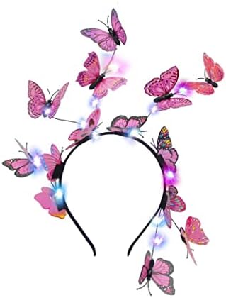 KEEPFINE Butterfly Costume for Women Butterfly Fascinator Headband Crown for Tea Party Halloween Chritmas Costume Headpiece (Pink)