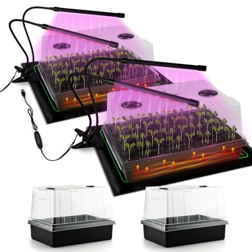 Seed Starter Trays with LED Lights and Heat Mat -