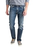 Silver Jeans Co. Men's Allan Slim Fit Straight Leg Jeans, Faded Dark Rinse, 40W x 32L
