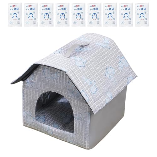 Chilled Pet Shelter, Feline Hideaway, Portable Puppy Nest, Summer Sleeping | Includes 9 ice packs breathable insulated washable 