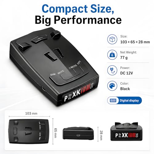 Radar Detector for Cars - Up to 1100 Yards Extreme Long Range Detection, Advanced X K Ka KU ST CT Band & Laser Sensor, Intelligent Voice Alert & False Alert Filter, Windshield Mount Included Black - Image 4