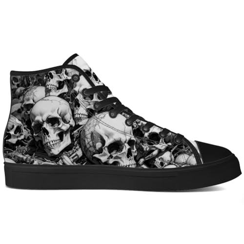 Skull Shoes for Men Women Gothic Skull High Top Canvas Sneakers Lace Up Casual Walking Shoes Gifts for Mama Papa2