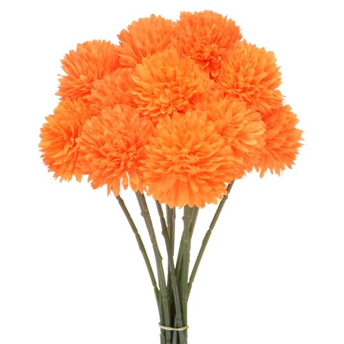M METERXITY 12 Pcs Boules de Chrysanthème Artificielles, 28Cm Bouquets d'Hortensias Artificiels en Soie, Fleurs Artificielles au Toucher Réaliste pour...