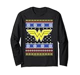 DC Comics Wonder Woman Logo Christmas Sweater Style Long Sleeve T-Shirt