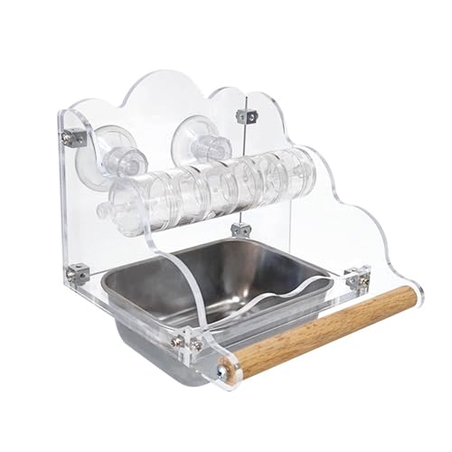 zuousxbs Comedero para pájaros, antisalpicaduras, Caja de alimentación para Loros, comedero Giratorio para pájaros, contenedor, Jaula, Accesorios de alimentación